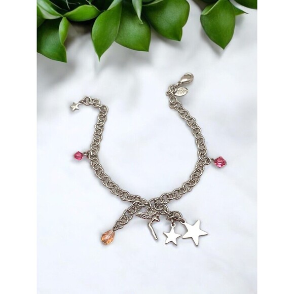Kirks Folly Charm Bracelet Fairies Stars Crystals Silver Tone 8M - Picture 5 of 5